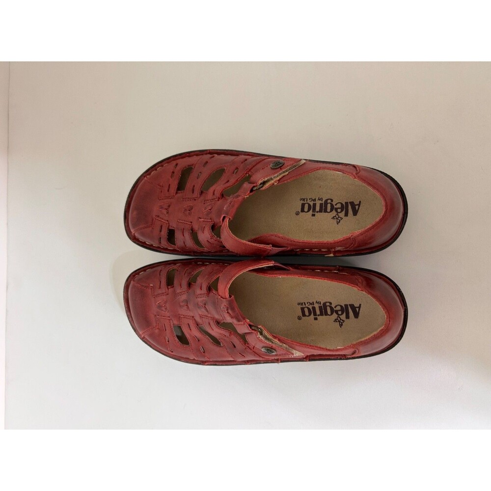 Alegria Women Pesca  Sandal Size 38 US 7.5 Red Leather Shoes - Picture 8 of 13